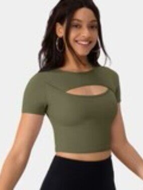 Halara Cloudful® Round Neck Cut Out Cropped Barre Ballet Dance Top